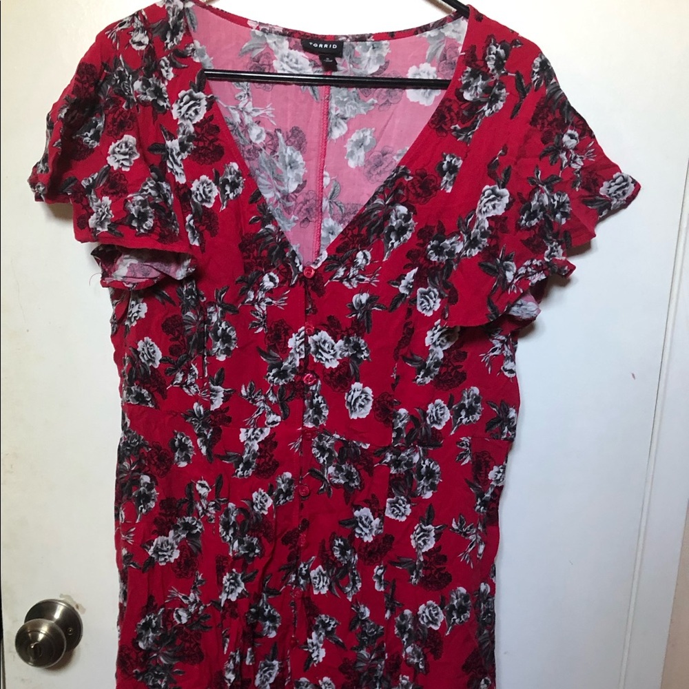 Floral Button-up Swing Dress